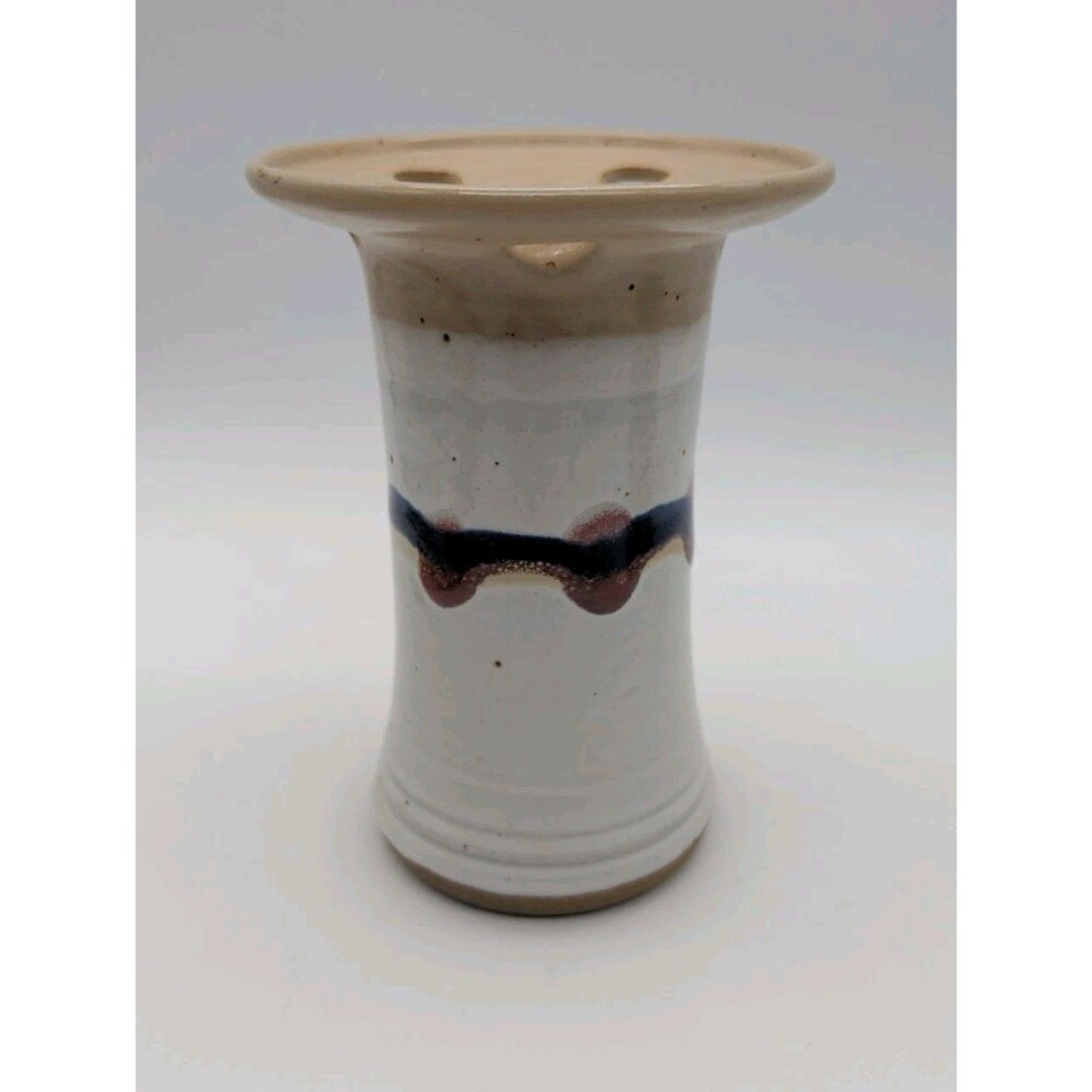 Vtg Randy Ritter Toothbrush Holder Michigan Blues Drip Glaze